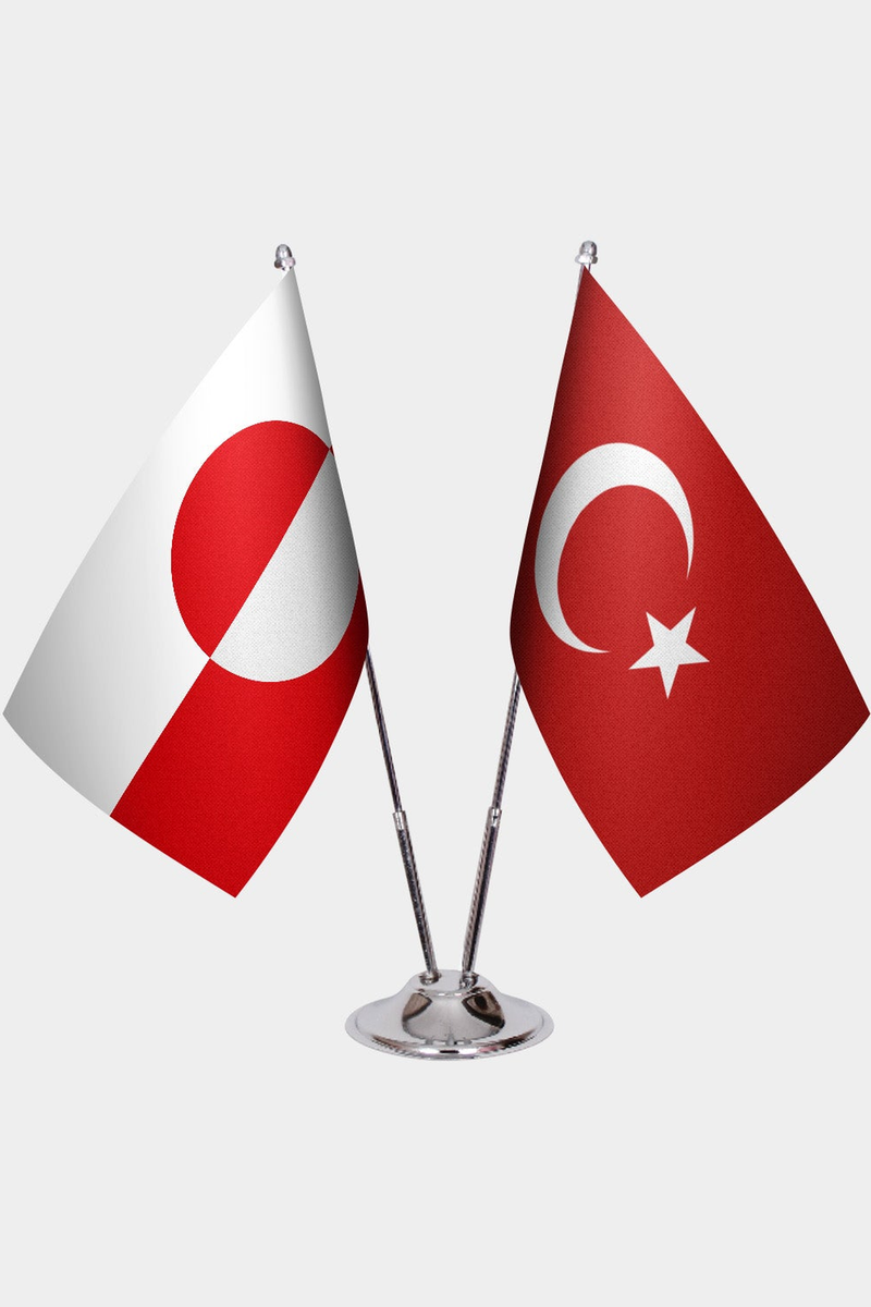 Grönland ve Türkiye İkili Masa Bayrağı Seti