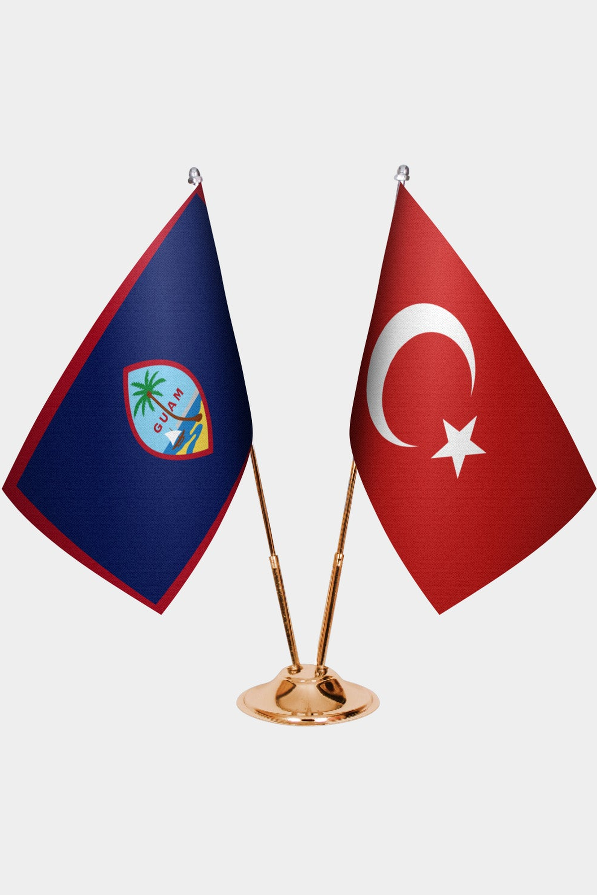 Guam ve Türkiye İkili Masa Bayrağı Seti kurulum görünümü