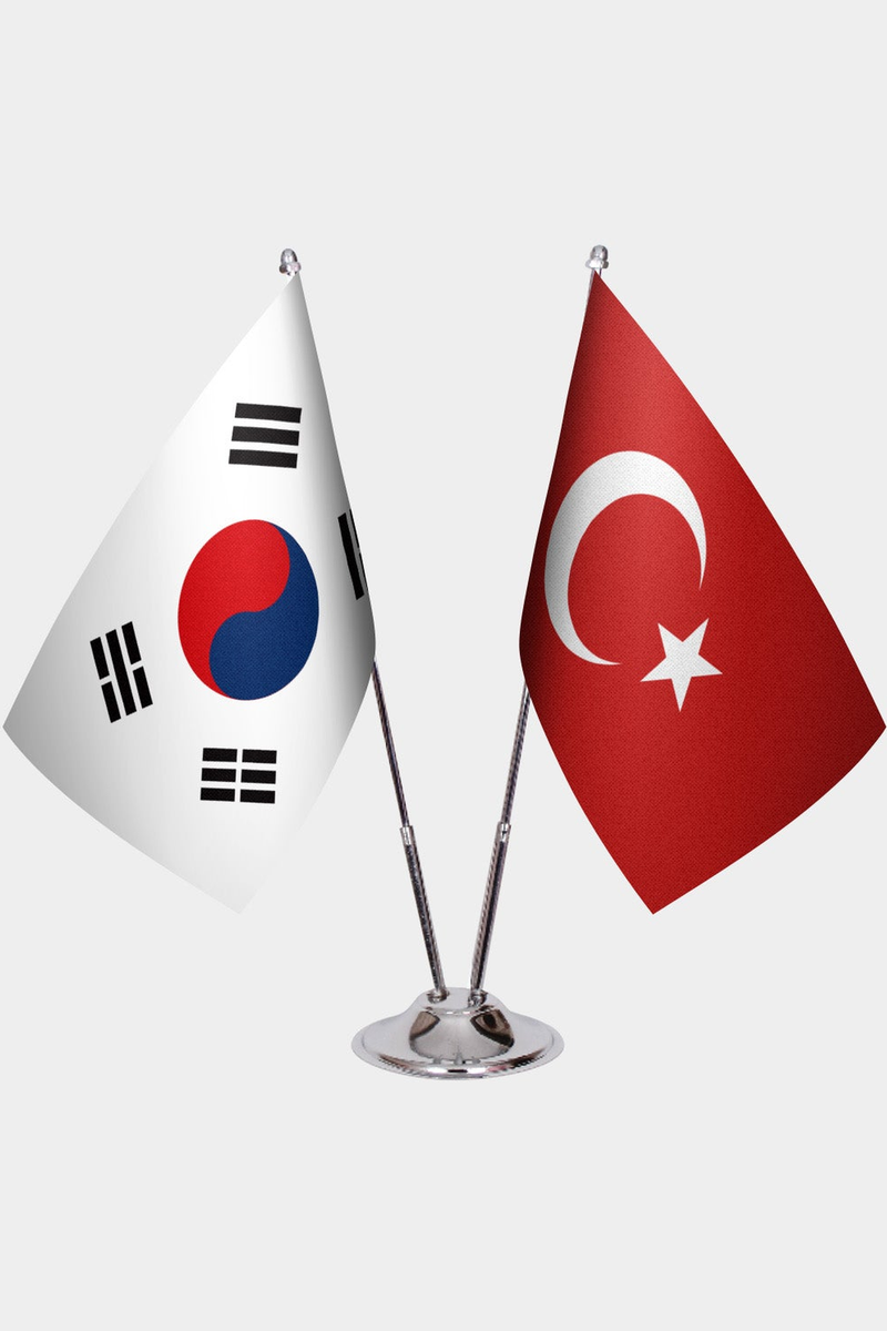 Güney Kore ve Türkiye İkili Masa Bayrağı Seti