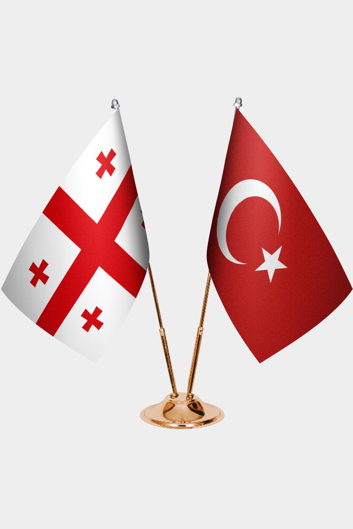 Gürcistan ve Türkiye İkili Masa Bayrağı Seti kurulum görünümü