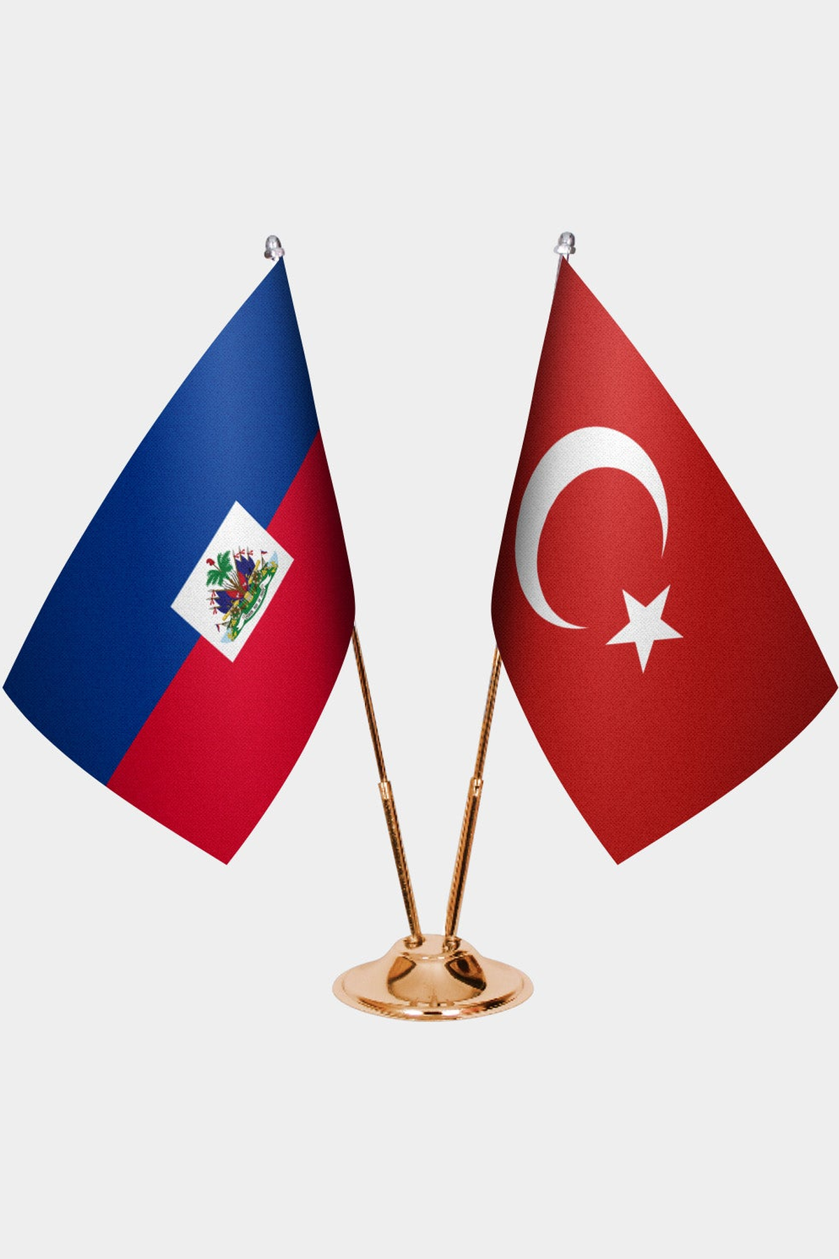 Haiti ve Türkiye İkili Masa Bayrağı Seti kurulum görünümü