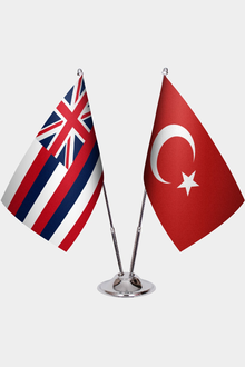 Hawaii ve Türkiye İkili Masa Bayrağı Seti
