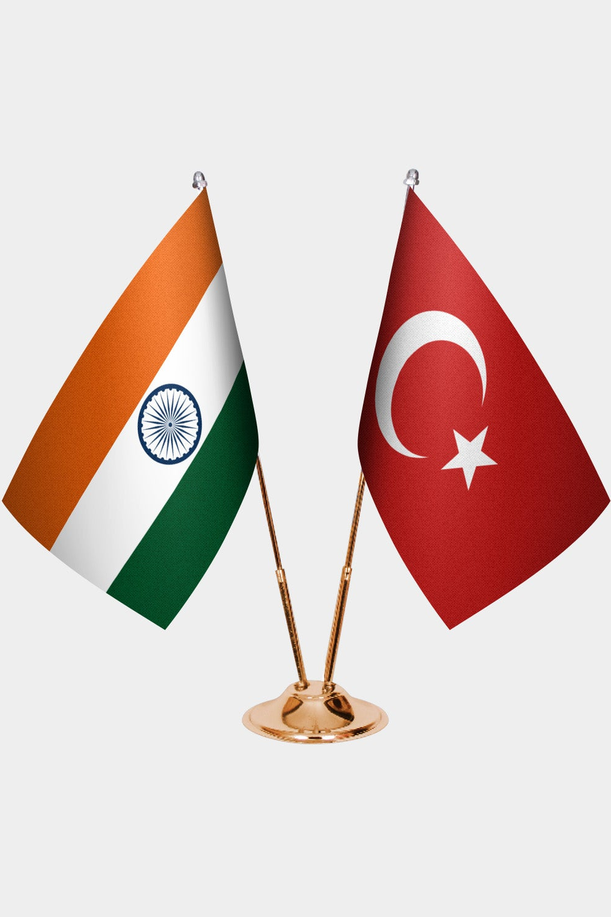 Hindistan ve Türkiye İkili Masa Bayrağı Seti kurulum görünümü