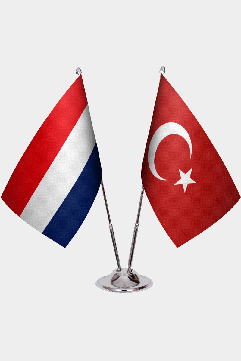 Hollanda ve Türkiye İkili Masa Bayrağı Seti