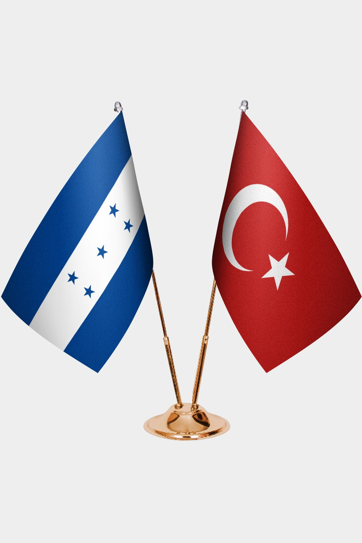 Honduras ve Türkiye İkili Masa Bayrağı Seti kurulum görünümü