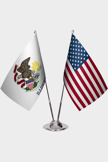 Illinois ve ABD İkili Masa Bayrağı Seti