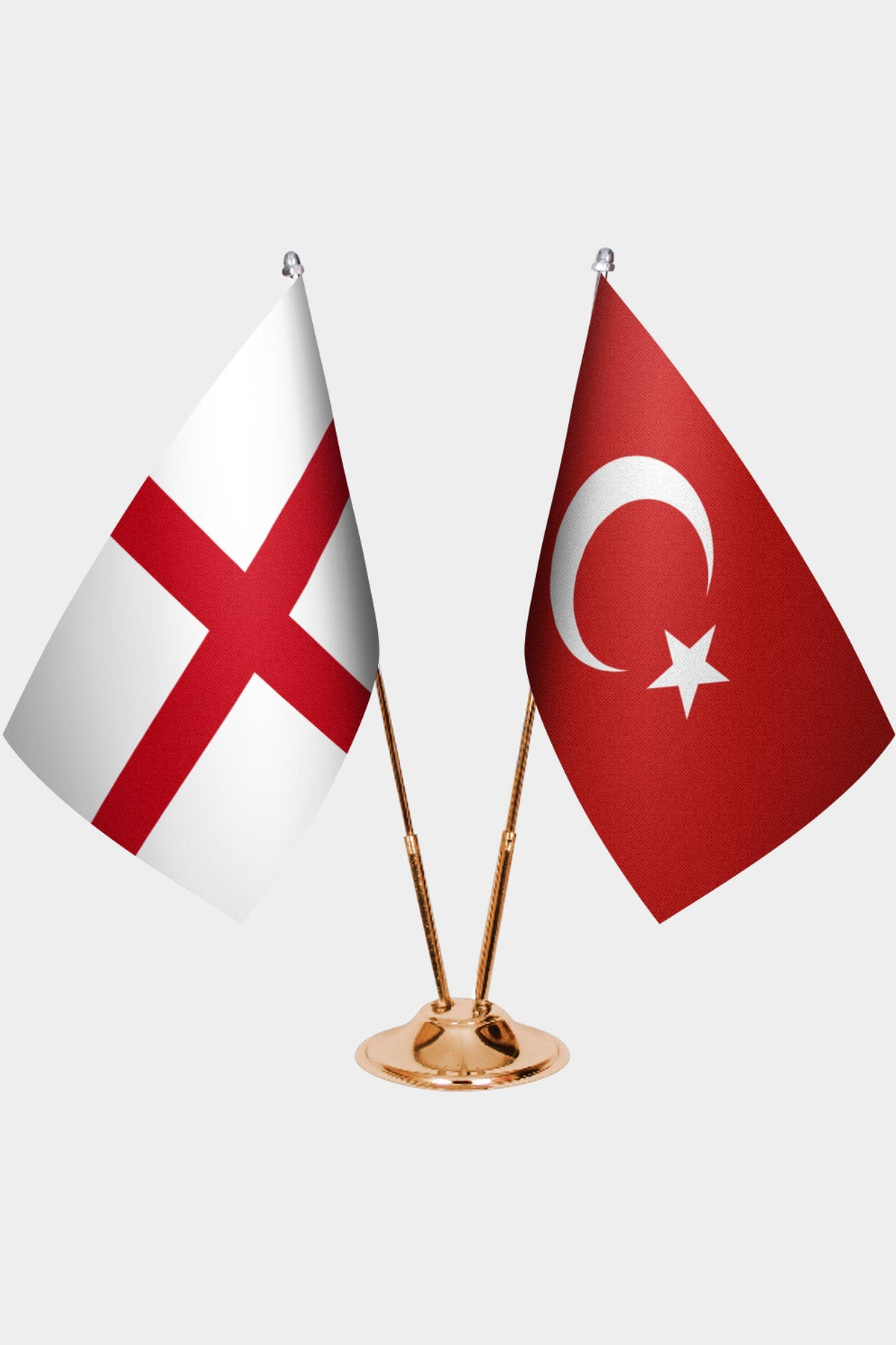 İngiltere ve Türkiye İkili Masa Bayrağı Seti kurulum görünümü