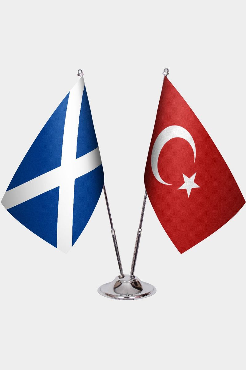 İskoçya ve Türkiye İkili Masa Bayrağı Seti