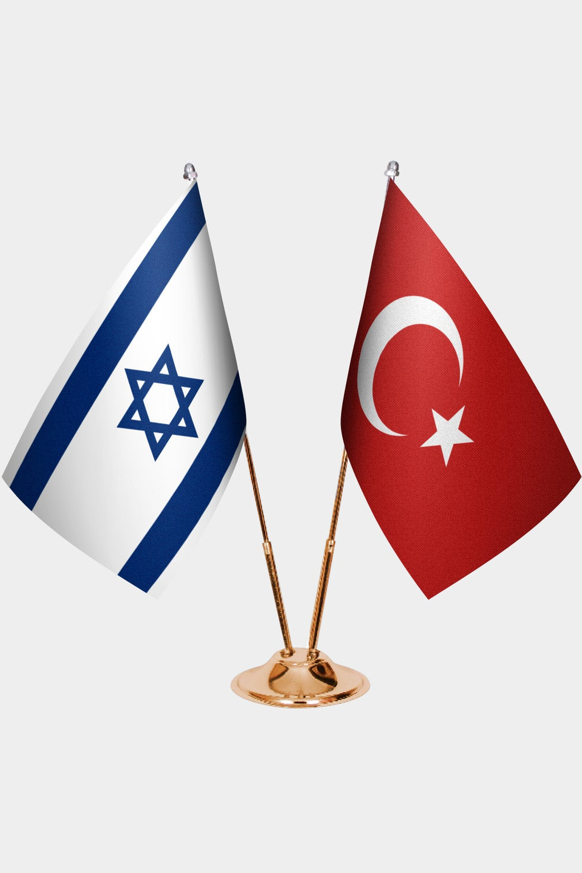 İsrail ve Türkiye İkili Masa Bayrağı Seti kurulum görünümü