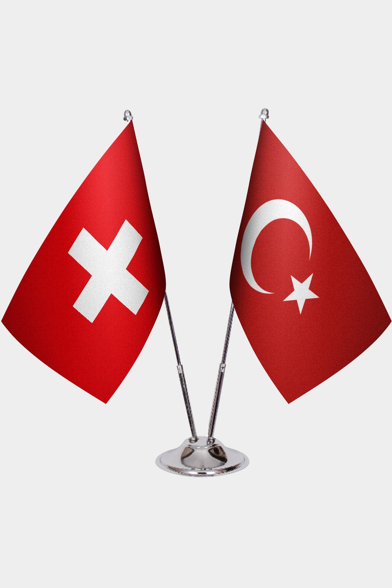 İsviçre ve Türkiye İkili Masa Bayrağı Seti
