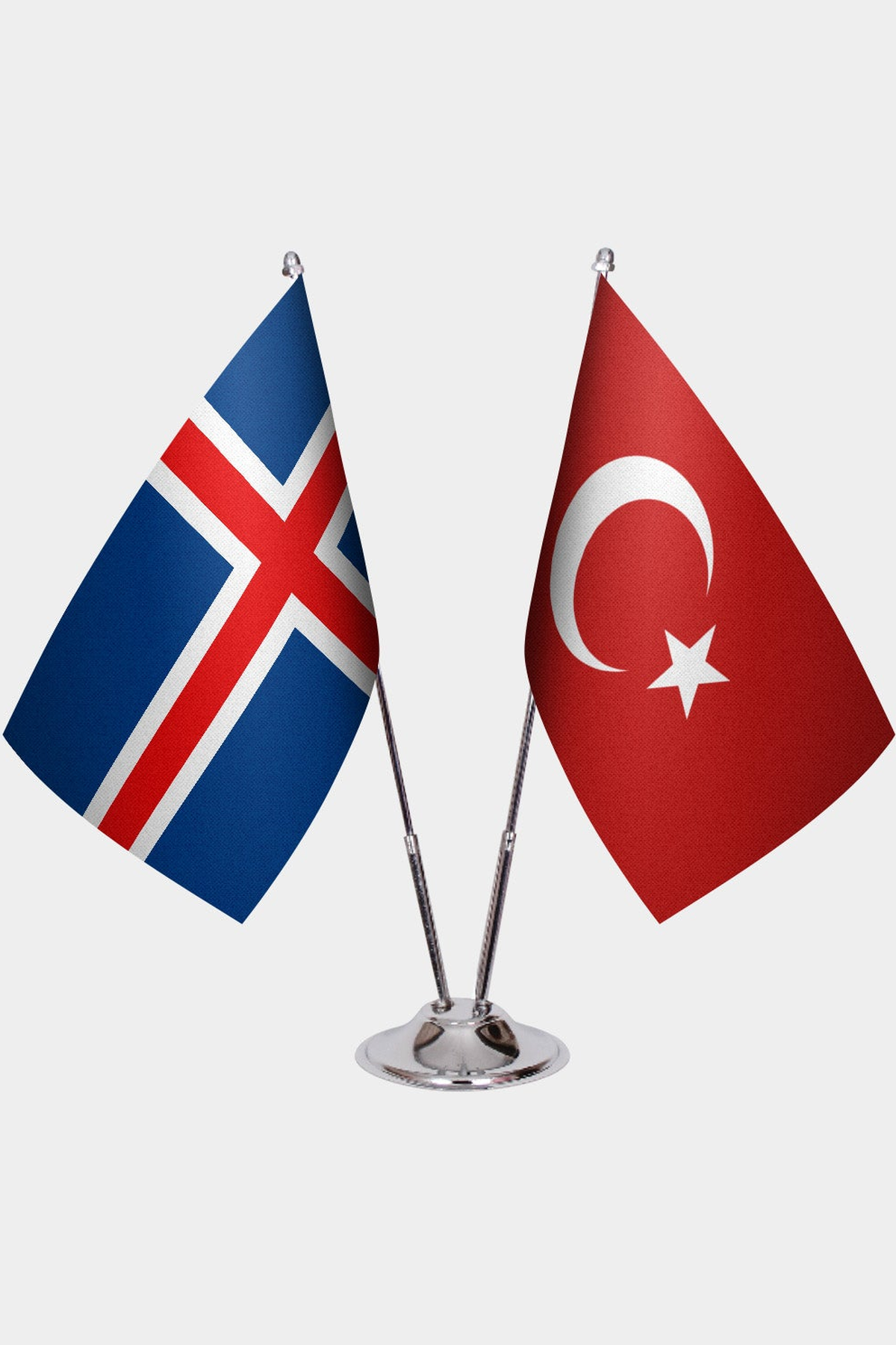 İzlanda ve Türkiye İkili Masa Bayrağı Seti