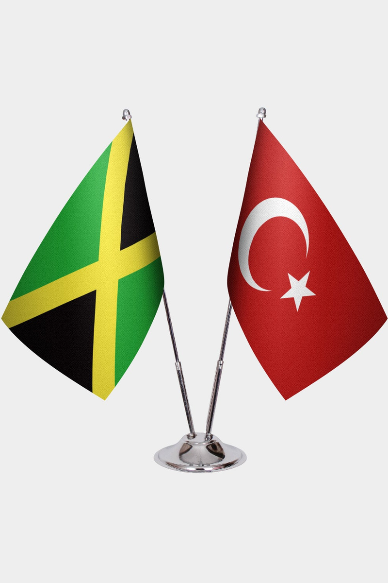 Jamaika ve Türkiye İkili Masa Bayrağı Seti