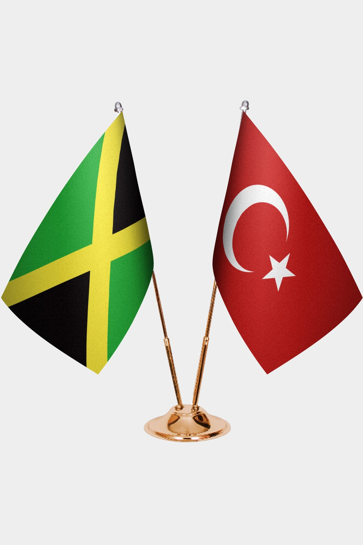 Jamaika ve Türkiye İkili Masa Bayrağı Seti kurulum görünümü
