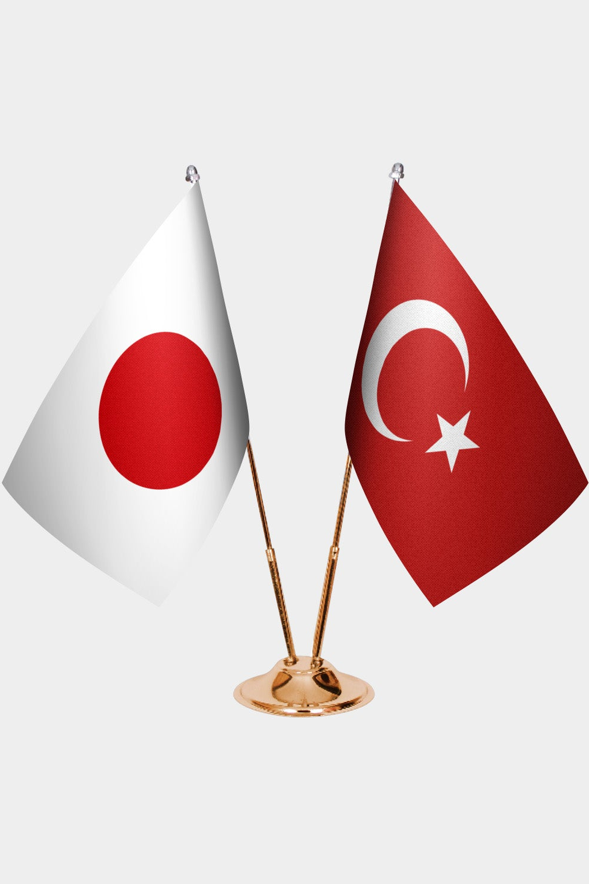 Japonya ve Türkiye İkili Masa Bayrağı Seti kurulum görünümü