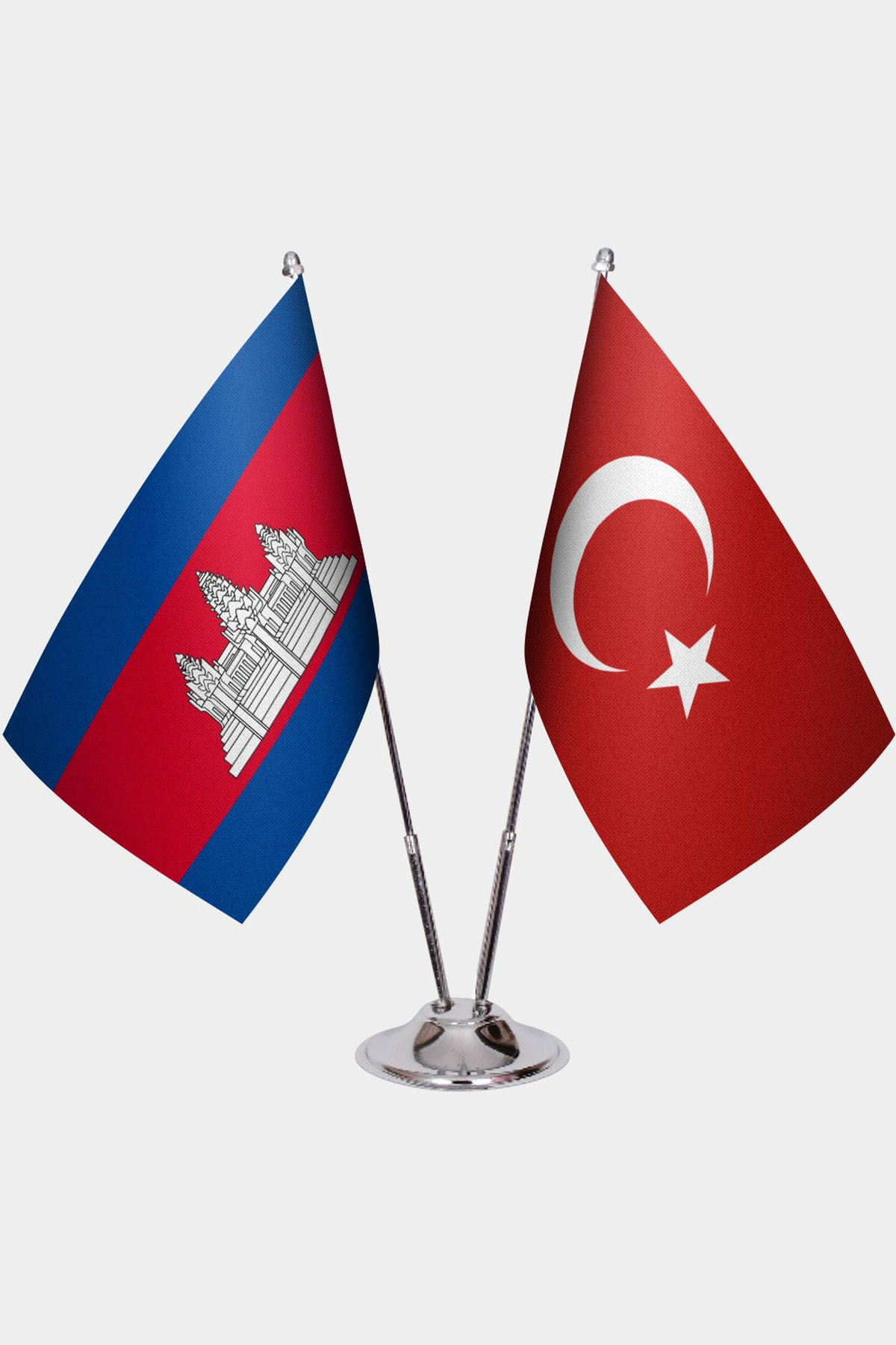 Kamboçya ve Türkiye İkili Masa Bayrağı Seti