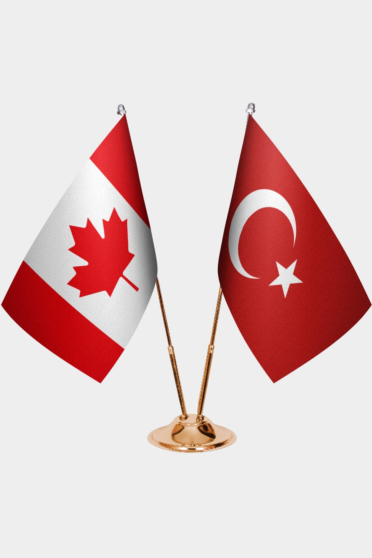 Kanada ve Türkiye İkili Masa Bayrağı Seti kurulum görünümü