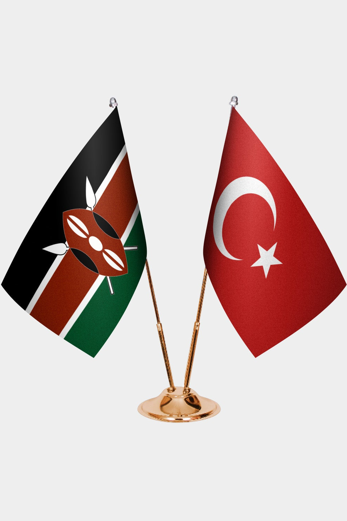 Kenya ve Türkiye İkili Masa Bayrağı Seti kurulum görünümü