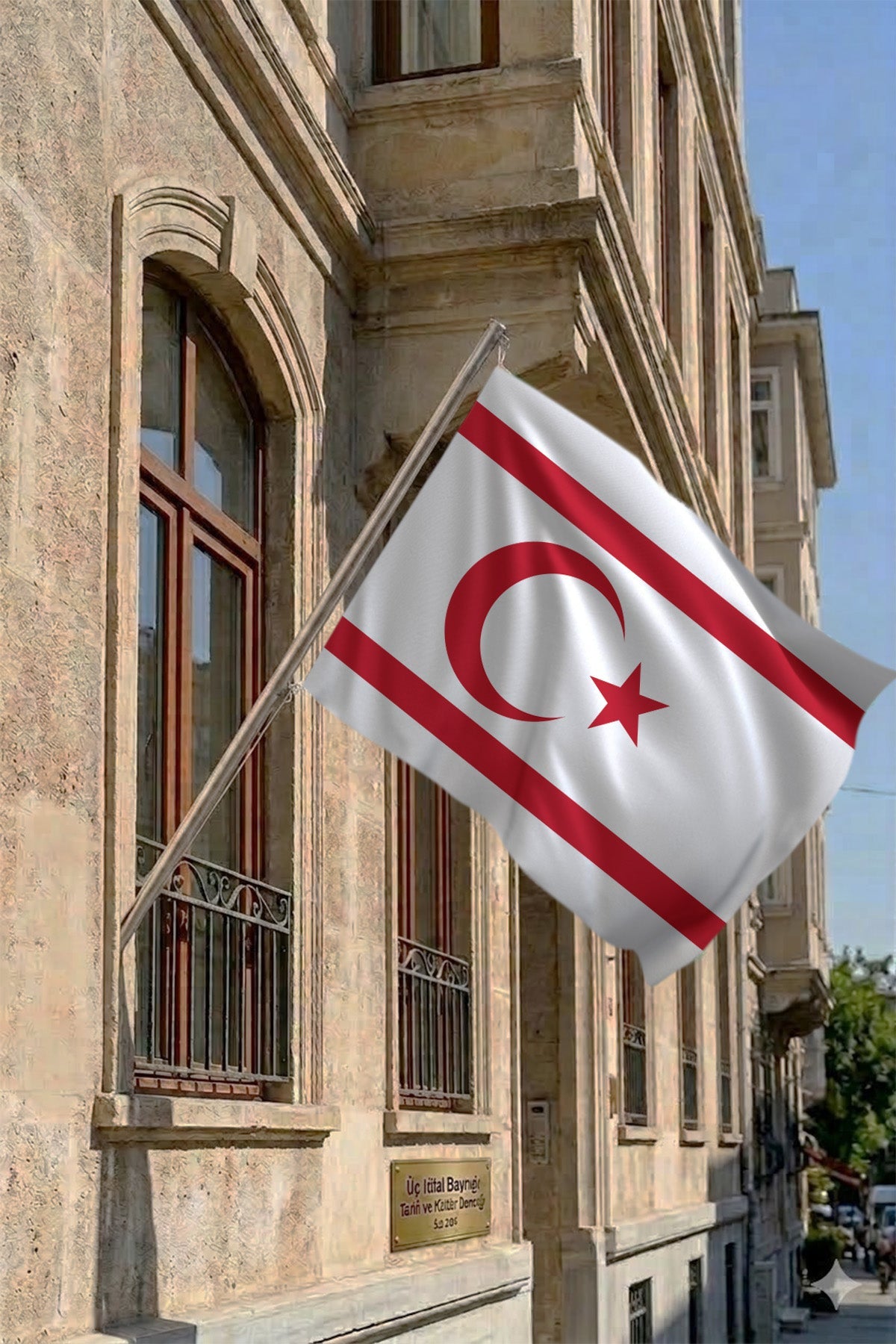 KKTC Teleskopik Duvar Bayrağı Seti yakın çekim