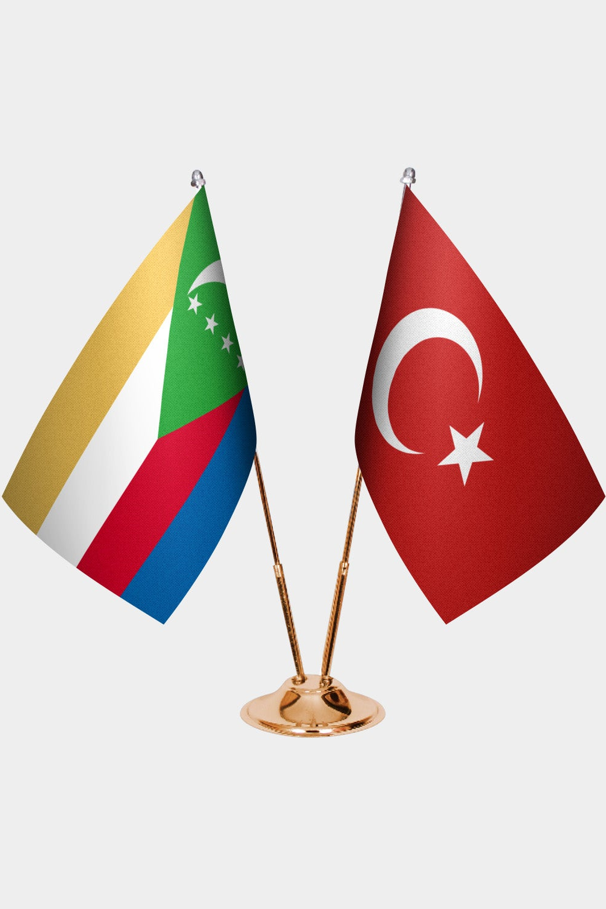 Komorlar ve Türkiye İkili Masa Bayrağı Seti kurulum görünümü