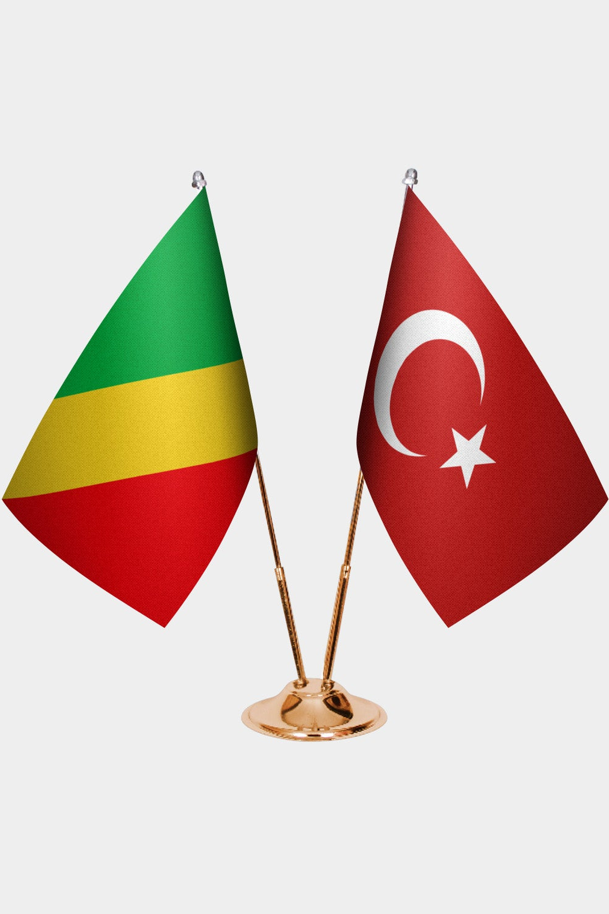 Kongo Cumhuriyeti ve Türkiye İkili Masa Bayrağı Seti kurulum görünümü