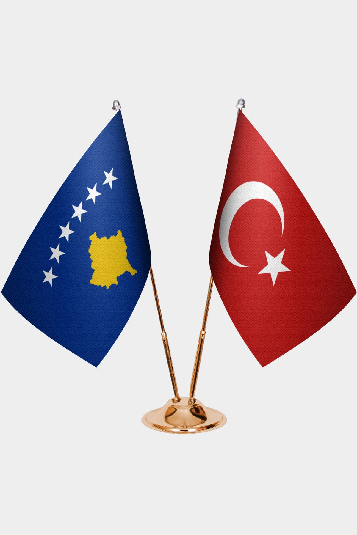 Kosova ve Türkiye İkili Masa Bayrağı Seti kurulum görünümü