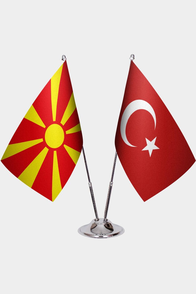 Kuzey Makedonya ve Türkiye İkili Masa Bayrağı Seti
