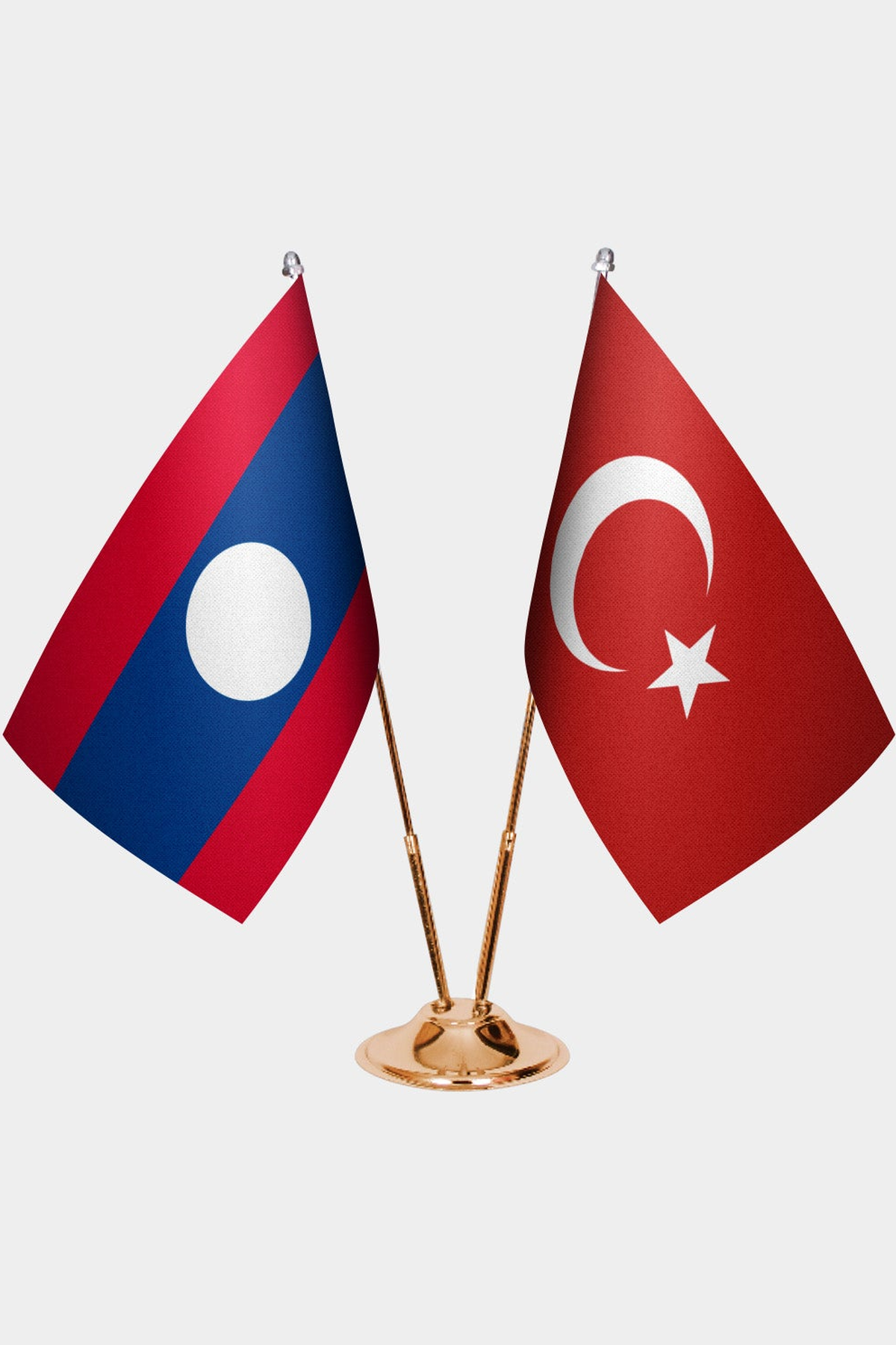 Laos ve Türkiye İkili Masa Bayrağı Seti kurulum görünümü