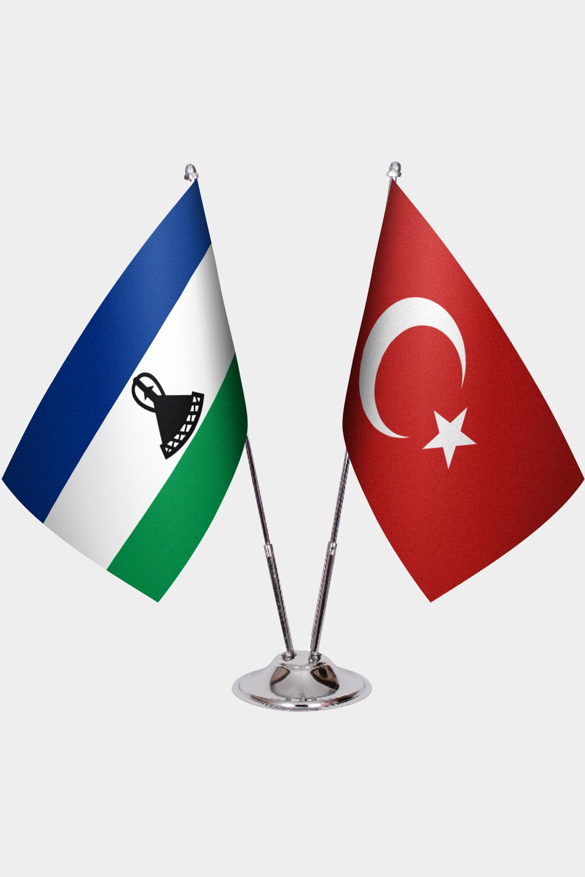 Lesotho ve Türkiye İkili Masa Bayrağı Seti
