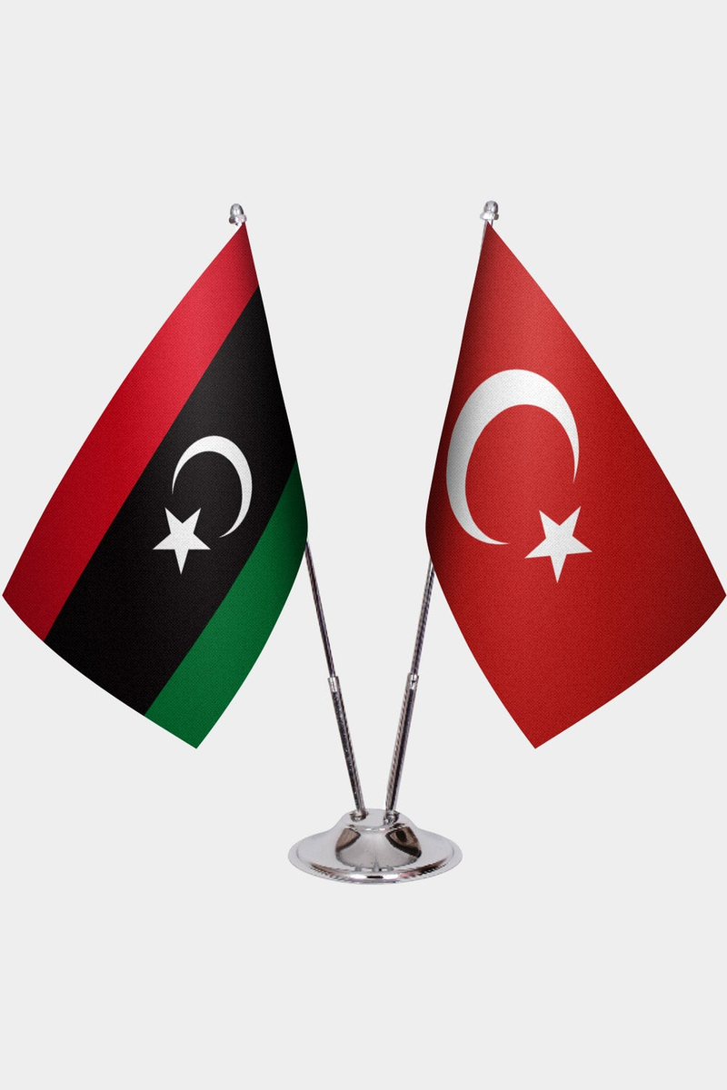 Libya ve Türkiye İkili Masa Bayrağı Seti