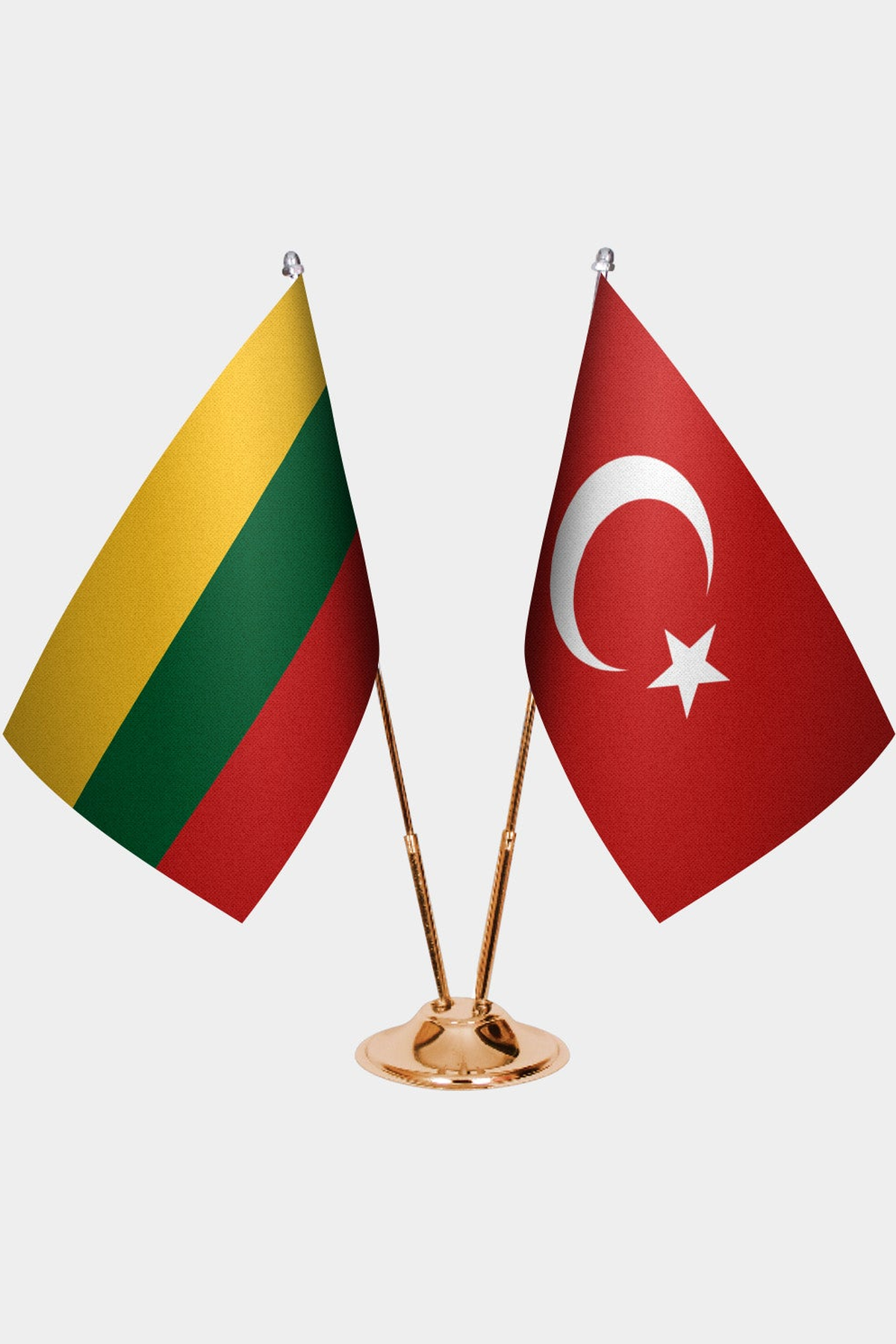 Litvanya ve Türkiye İkili Masa Bayrağı Seti kurulum görünümü