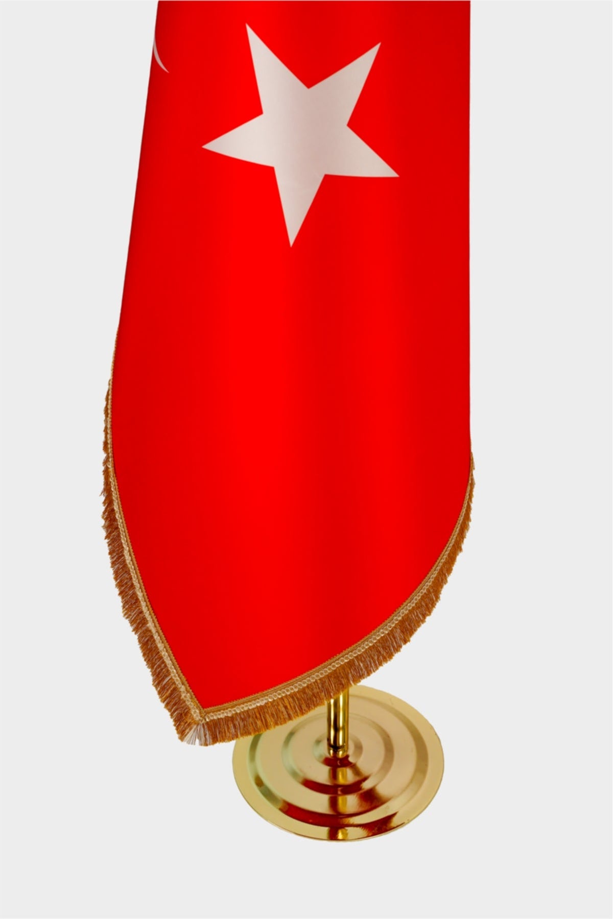 Logo Baskılı Altın Saçaklı ve Direkli Makam Bayrağı Seti detay görünümü