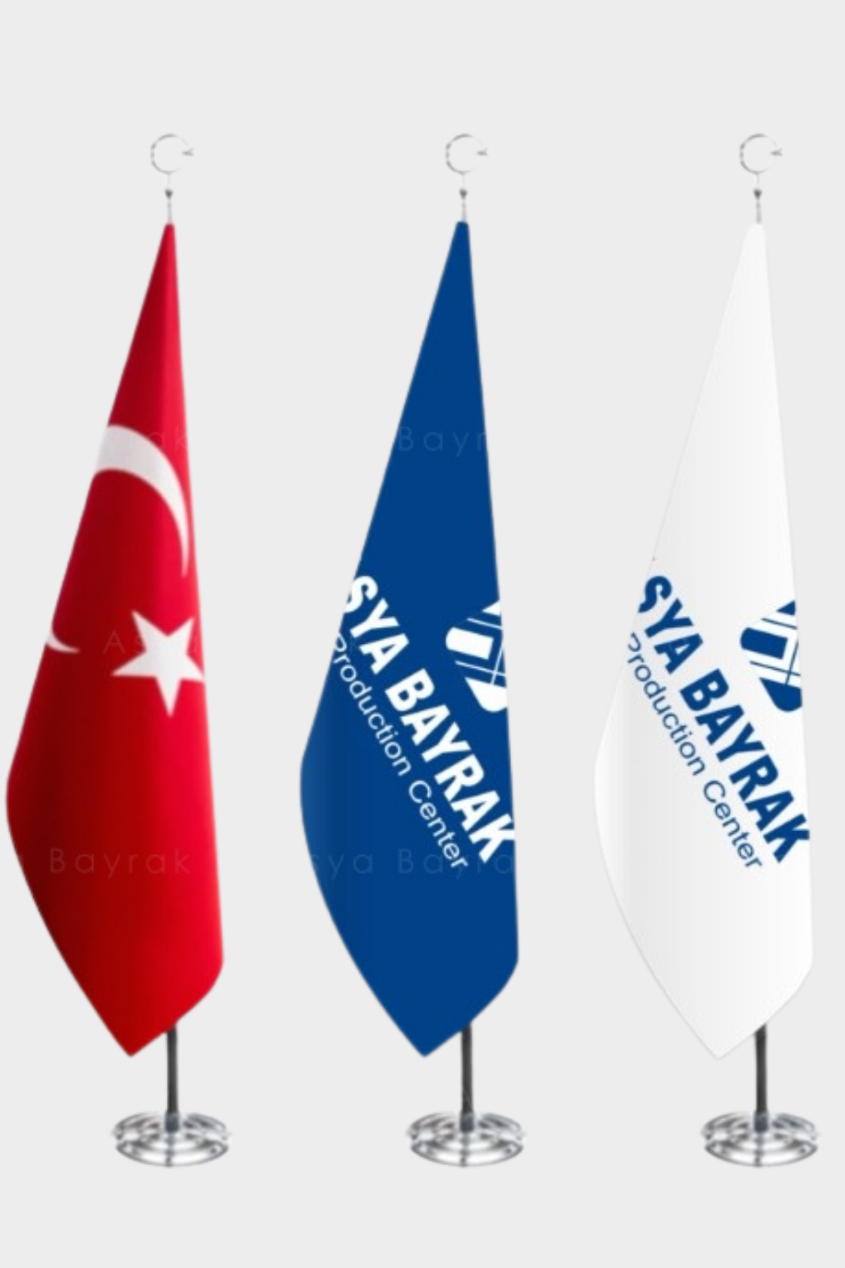 Logolu Chrome Direk Makam Bayrağı Seti kurulum görünümü