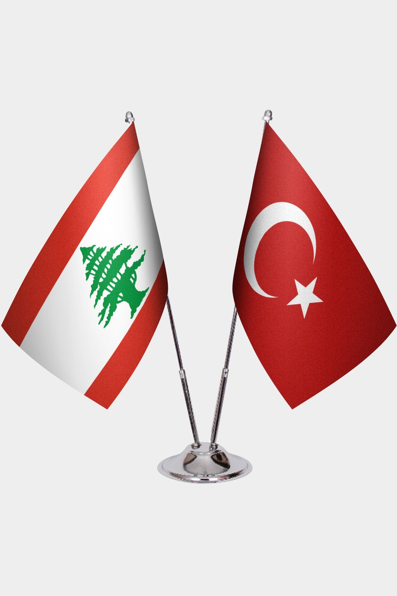 Lübnan ve Türkiye İkili Masa Bayrağı Seti