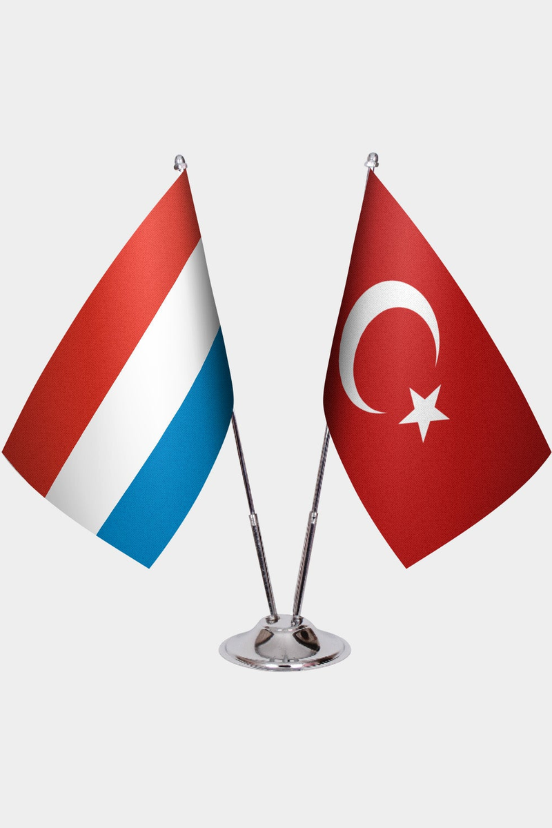Lüksemburg ve Türkiye İkili Masa Bayrağı Seti