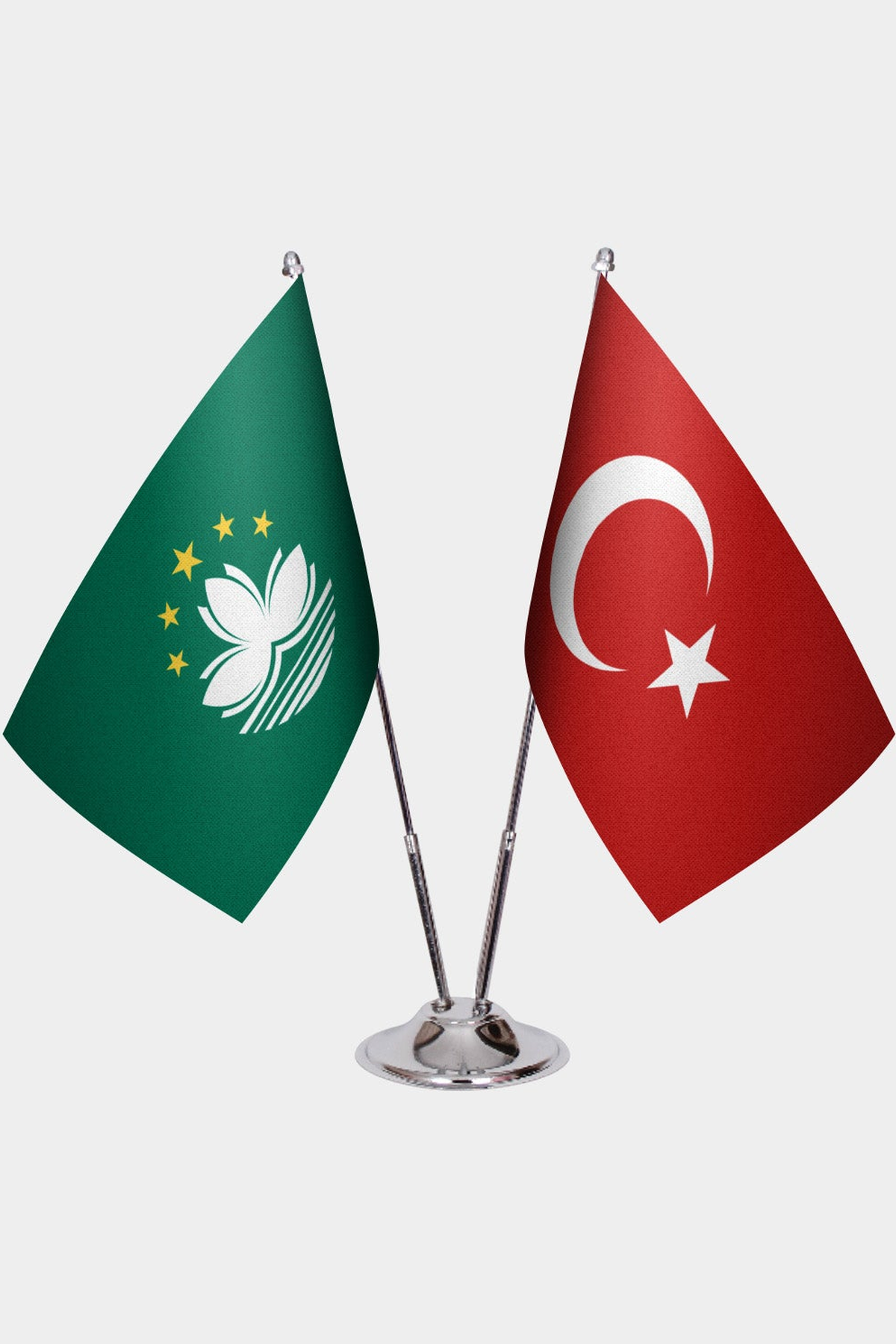 Makao ve Türkiye İkili Masa Bayrağı Seti