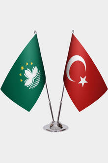 Makao ve Türkiye İkili Masa Bayrağı Seti