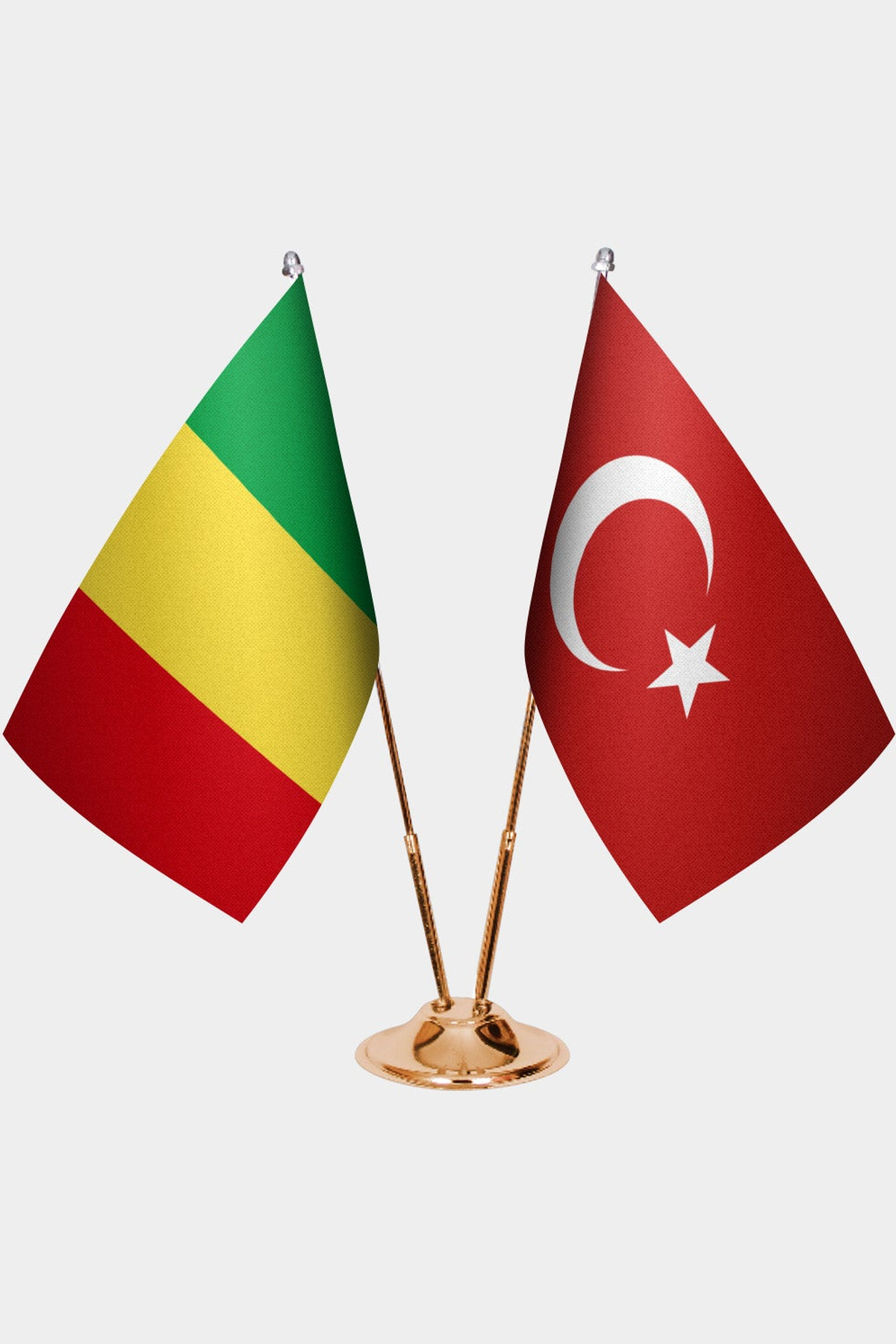 Mali ve Türkiye İkili Masa Bayrağı Seti kurulum görünümü