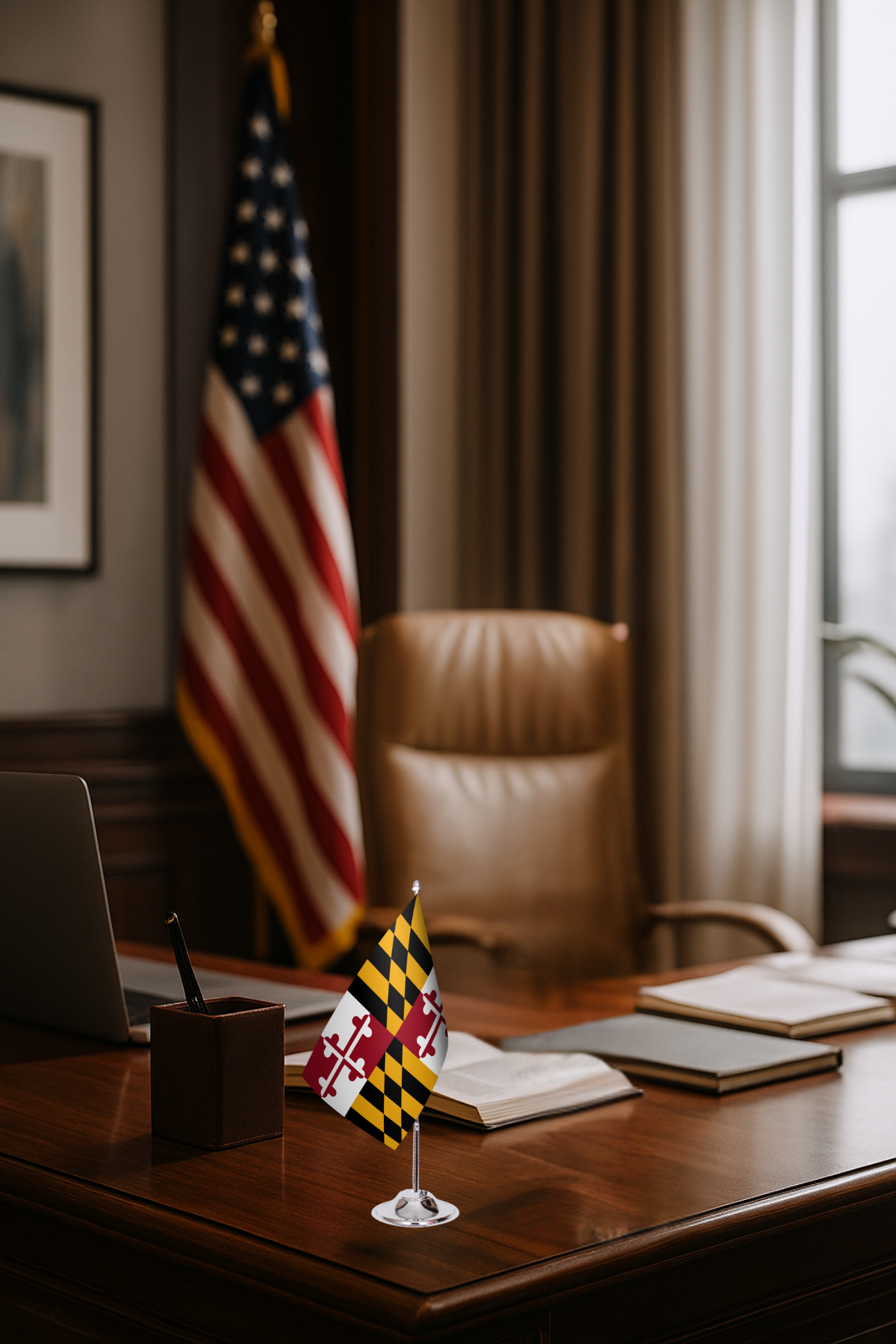 Maryland Eyalet Masa Bayrağı detay görünümü