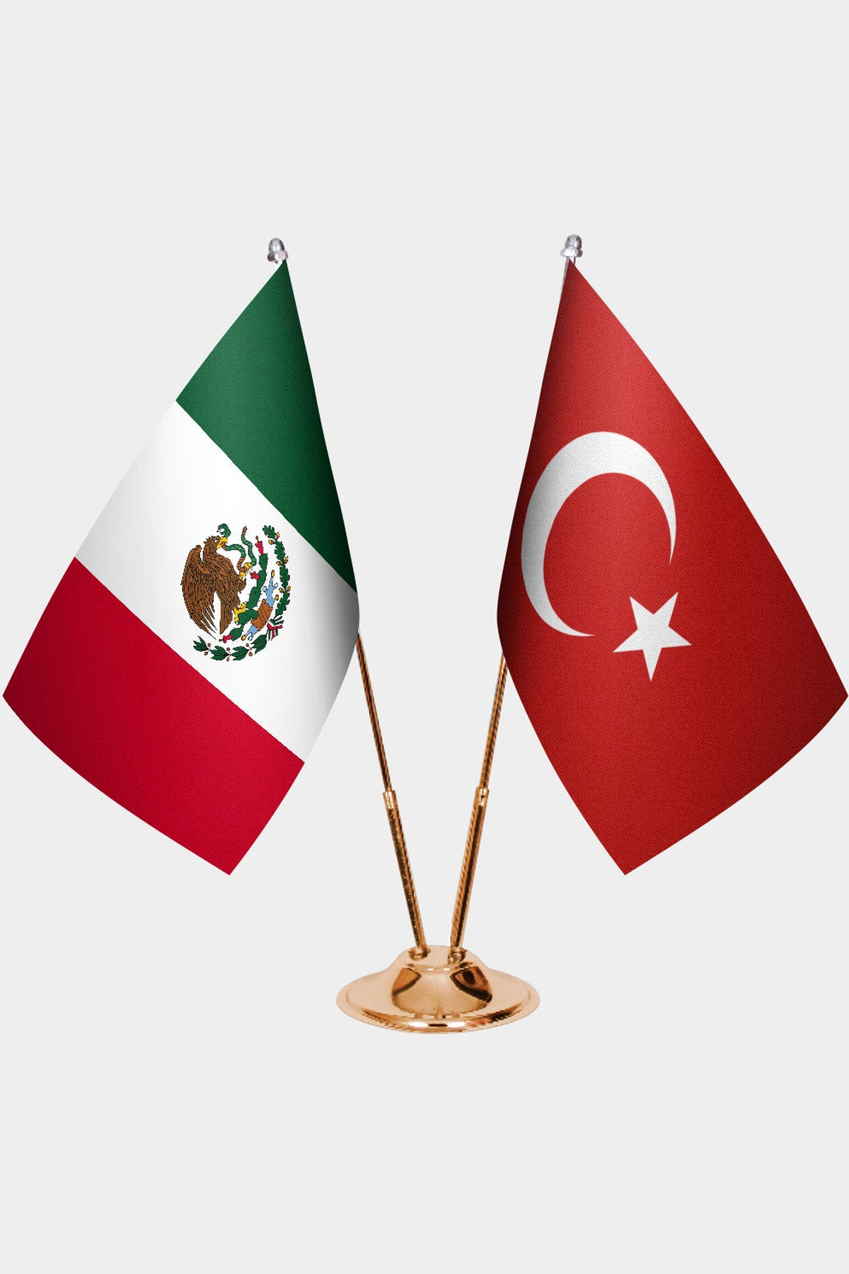 Meksika ve Türkiye İkili Masa Bayrağı Seti kurulum görünümü