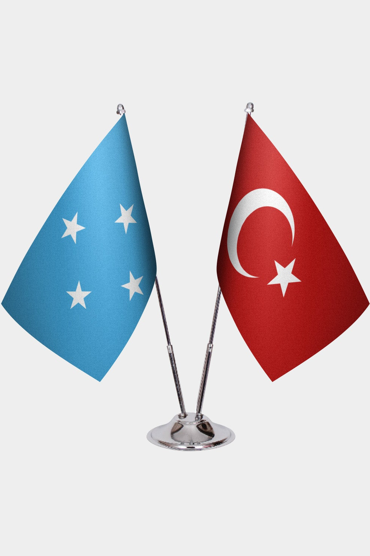 Mikronezya ve Türkiye İkili Masa Bayrağı Seti