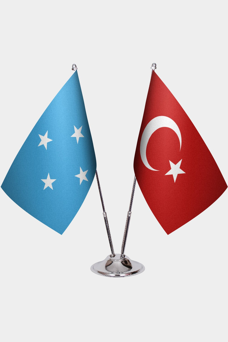 Mikronezya ve Türkiye İkili Masa Bayrağı Seti