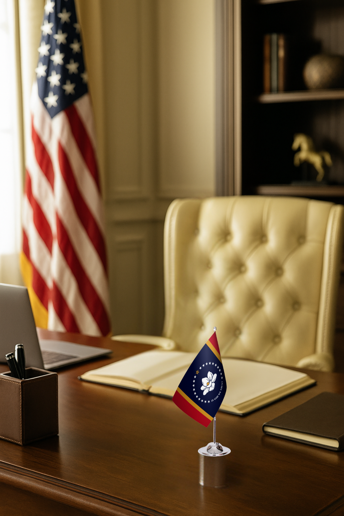 Mississippi Eyalet Masa Bayrağı detay görünümü