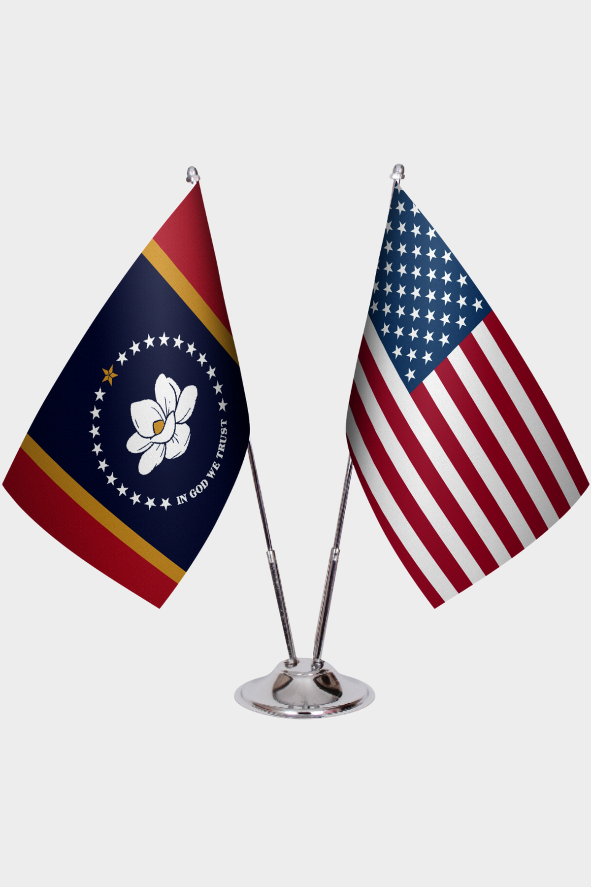 Mississippi ve ABD İkili Masa Bayrağı Seti