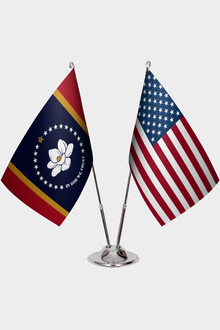 Mississippi ve ABD İkili Masa Bayrağı Seti