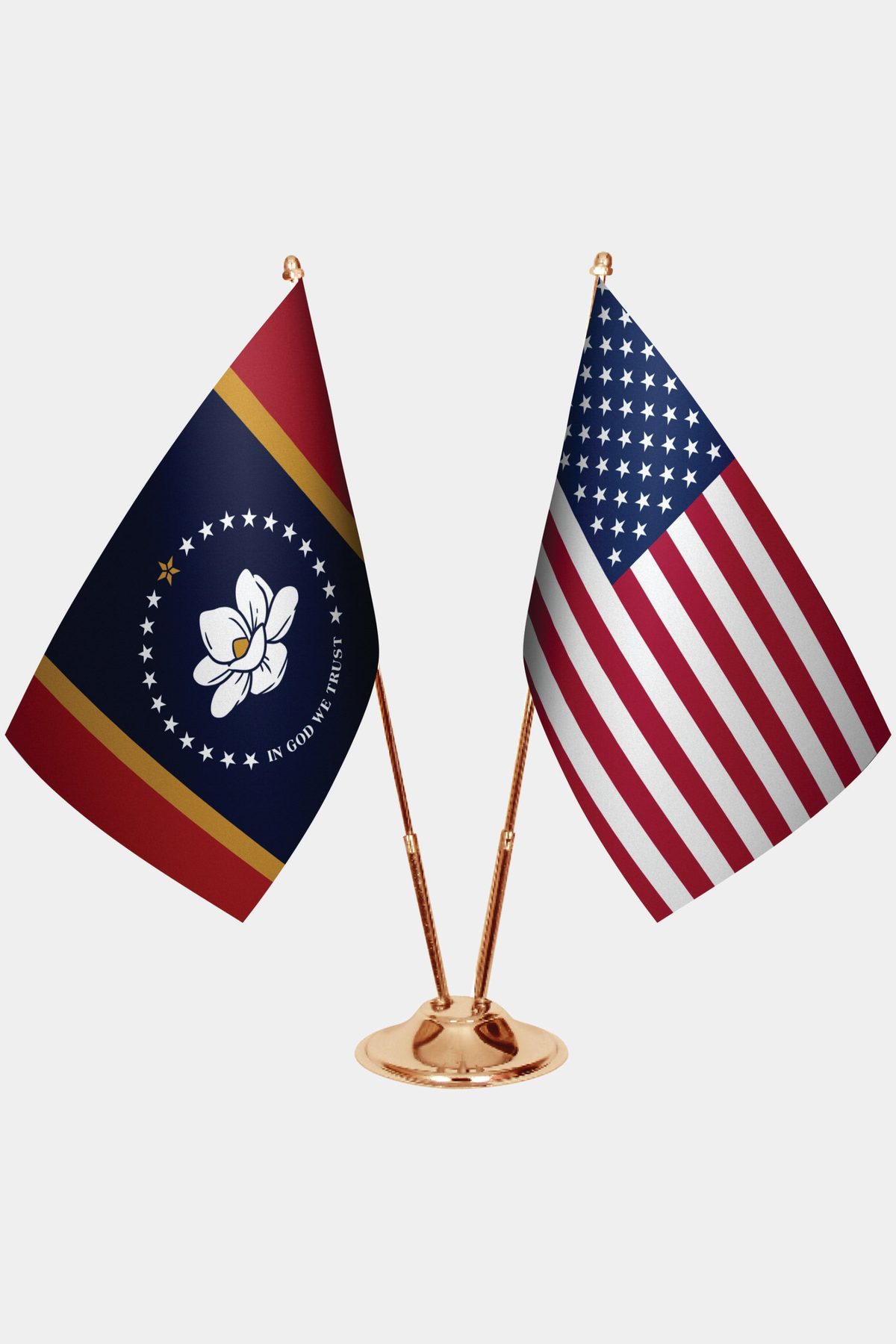 Mississippi ve ABD İkili Masa Bayrağı Seti yakın çekim
