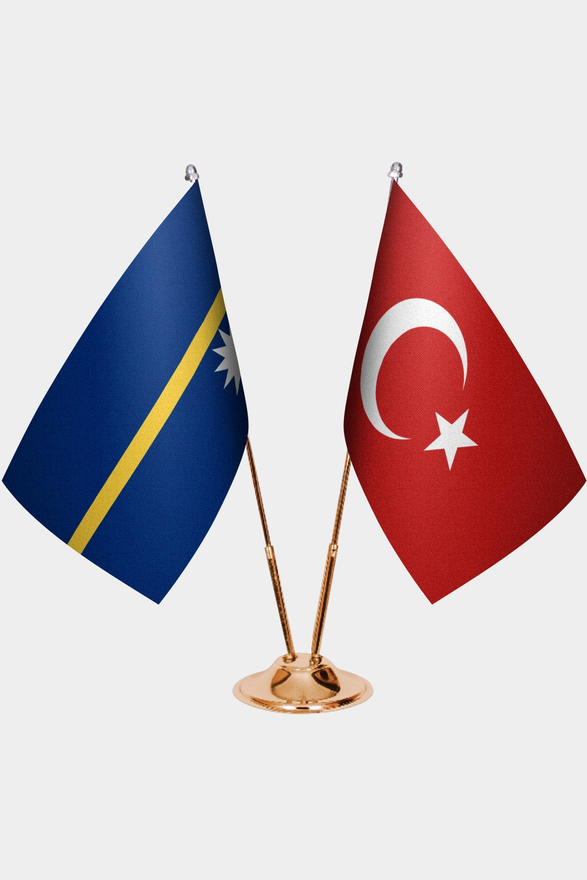 Nauru ve Türkiye İkili Masa Bayrağı Seti kurulum görünümü