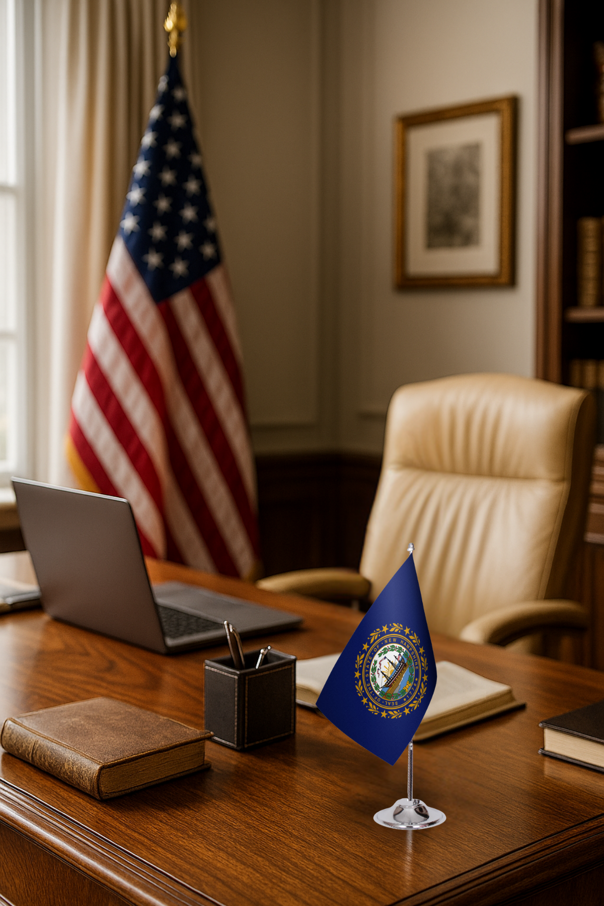 New Hampshire Eyalet Masa Bayrağı detay görünümü