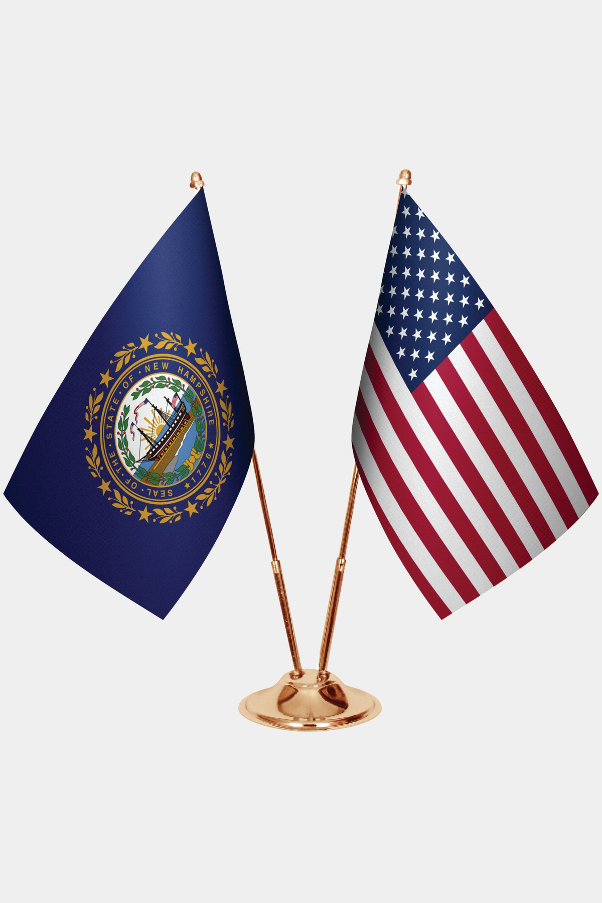 New Hampshire ve ABD İkili Masa Bayrağı Seti yakın çekim