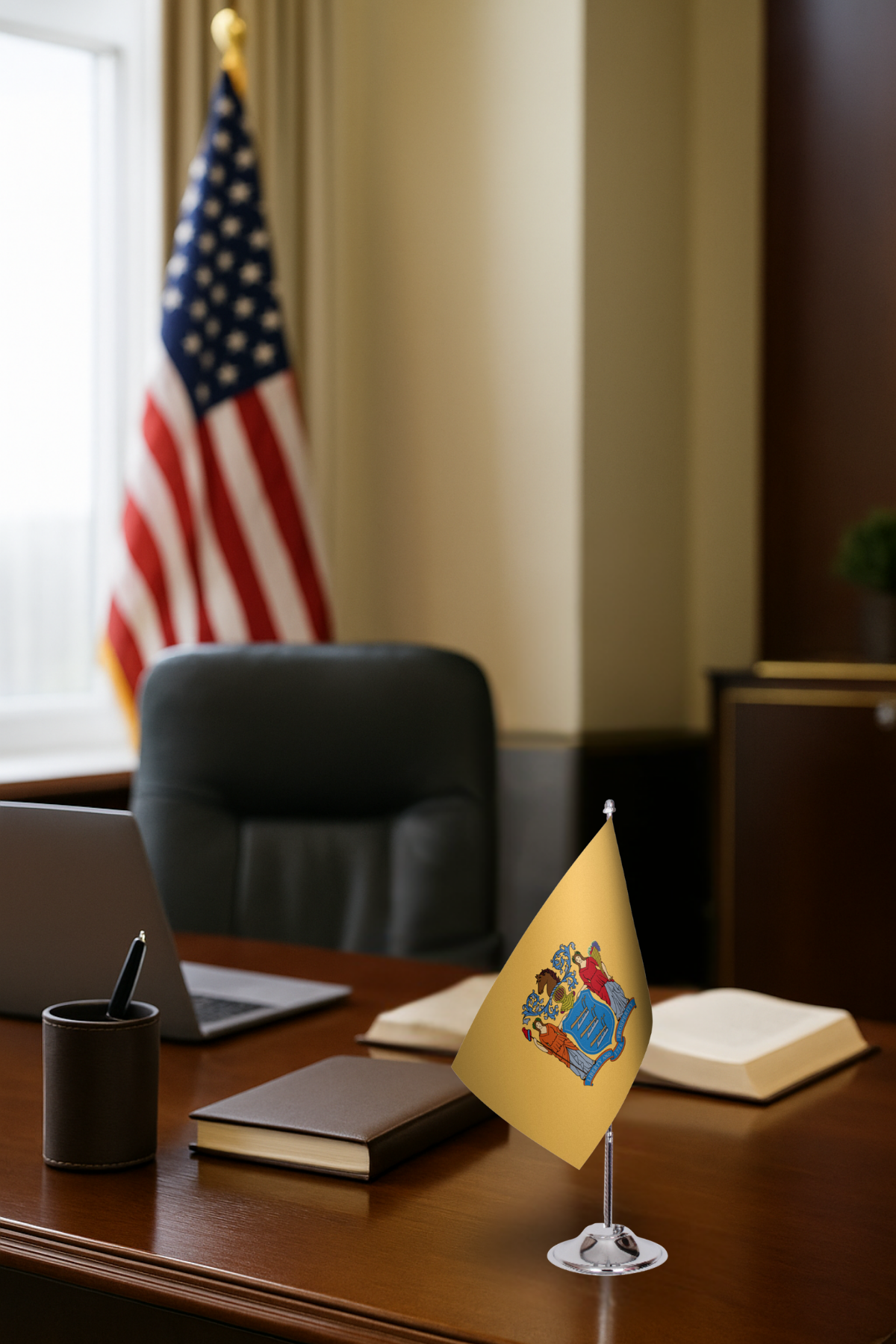 New Jersey Eyalet Masa Bayrağı detay görünümü