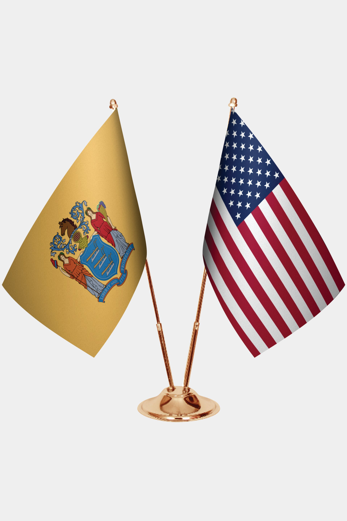 New Jersey ve ABD İkili Masa Bayrağı Seti yakın çekim